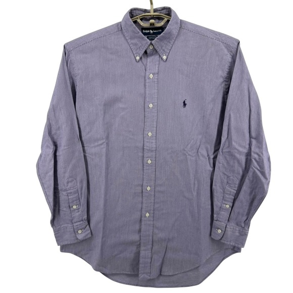 Ralph Lauren VINTAGE Mens 16/34 Yarmouth Purple Stripe Button Down Shirt - Picture 2 of 10